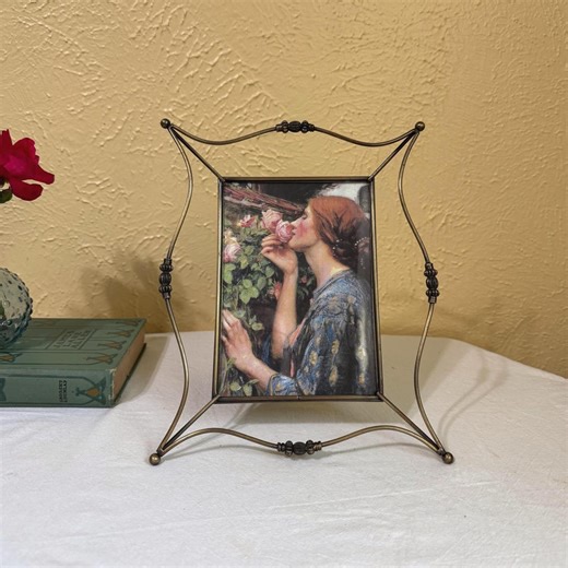 Vintage Brass Picture Frame, Curving Metal Design, Tabletop Frame - Etsy