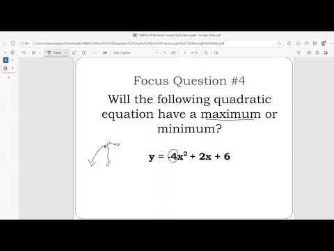 Key Features of a Quadratic graph