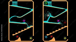 Particle simulation science - Game box with different spinning wheels