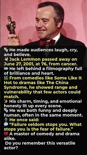 He made audiences laugh, cry, and believe. R.I.P. Jack Lemmon