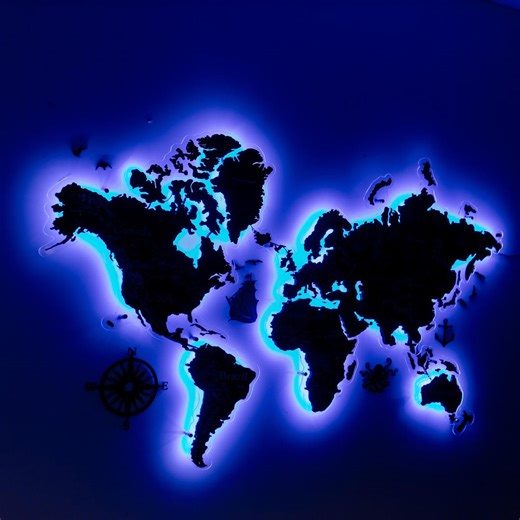 Led World Map Illuminated, Led World Map and Flag Push Pins, Led Backlight Map, 3D Map of the World With LED Lighting,led Wooden World Map - Etsy UK