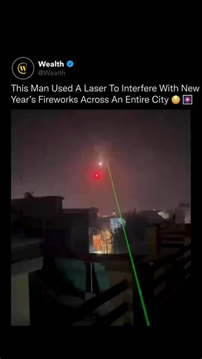 Wealth on Instagram: "One handheld laser briefly overpowered a citywide fireworks show and changed how they unfolded in the sky. 🎯 🎇 High-powered green lasers are among the most visible wavelengths to the human eye and can stay tightly focused over long distances. When aimed skyward, they are capable of interfering with optical sensors, cameras, and timing systems used in modern pyrotechnics. That same reason is why lasers aimed at aircraft are treated as a serious aviation hazard. Even moment
