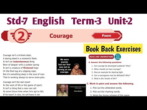 Courage Poem 7th standard Book Back Answers | 7th English Term 3 Unit 2 Poem Question Answers