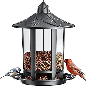 Birdream Bird Feeders for Outdoors, Classic Castle Design Fun Assembly Hanging Bird Feeder, Attracting Wild Birds Cardinals Goldfinches Chickadees Finches Sparrows - Black