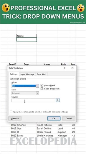 Add Drop Down List in Excel Instantly #excelopedia #learnexcel #exceldropdown