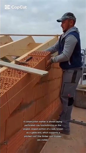 laying perforated clay blocks/bricks on the angled