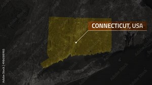 Map of Connecticut, USA - Map Animation - Connecticut GIS from World Map - Vox Map Style - State of USA - Infographic & Documentary Ready - 4K Stock Video