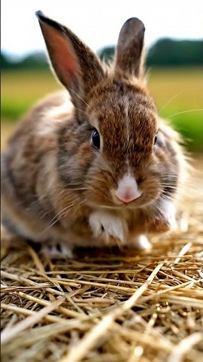 Little rabbit washes its face so clean. Little cute pet. Cute pet debut plan. Rural countryside pet.