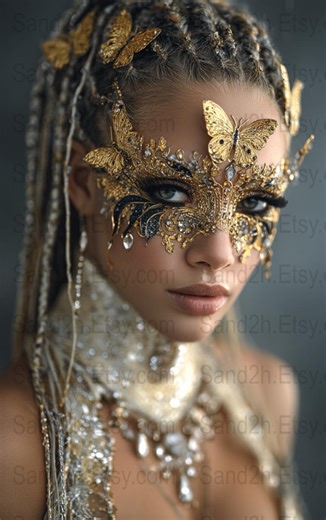 Woman Gold Butterfly Mask Sticker: Masquerade Art Decal (digital) - Etsy Australia