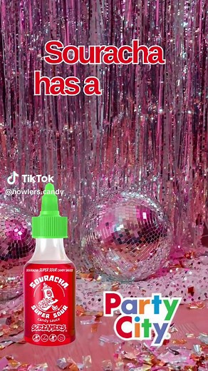 🎉Get ready to sour up your party with our delicious and popular Souracha super sour candy sauce, available at @Party City stores nationwide, grab yours today 🔥❤️💚 #souracha #sourupyourlife #partycity #sourcandysauce #sourcandy