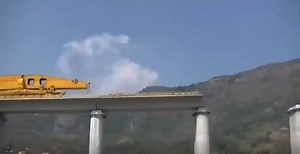 Installing a bridge section.