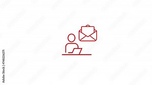 Email icon animation on white background receive message icon success, correct or right choice icon animation on black background.
