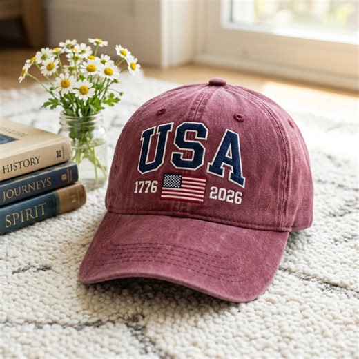 Embroidered USA Cap, Patriotic 1776 American Flag Hat - Etsy