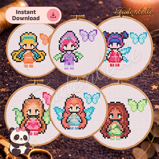 Fairy Girls Cross Stitch Bundle • Fairy Pixel Art, Magical Fantasy Embroidery Patterns PDF • Beginner Friendly (digital Download) - Etsy Australia