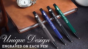 InnoBeta Alien Gifts for Sci-Fi Lovers, Set of 4 Engraved Ballpoint Pens, Thoughtful Present for UFO Enthusiasts & Space Explorers in Gift Box