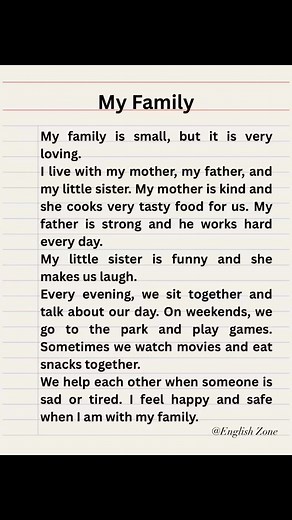 1.1M views · 22K reactions | My Family || Improve Your English Skills #englishreading #myfamily #familytime #family #learnenglish #reading #dailystory #familylove | English Zone | Facebook