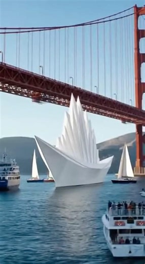 Giant paper ship shows up in San Francisco Bay area under Golden Gates Bridge ￼