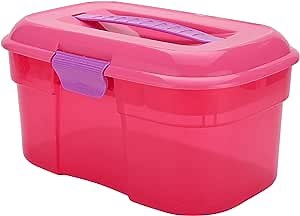 MyGift Heavy Duty Pink Empty First Aid Storage Box, Multipurpose Tackle Box, Plastic Sewing Box, Tool Box, Crafts Supplies Organizer Case with Handle and Removable Tray