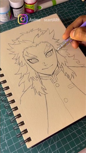 How to draw Rengoku step by step ❤️‍🩹🔥#shorts#animeart#rengoku#demonslayer