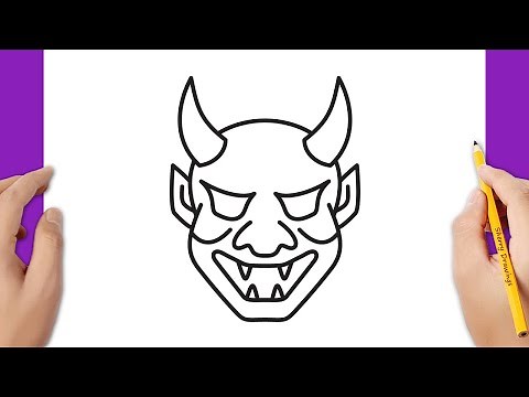 Halloween Drawings: How to draw Oni Mask easy