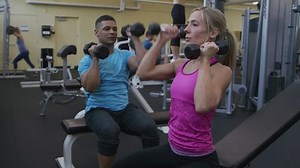 Woman Lifting Weights Trainer Gym Stock Footage Video (100% Royalty-free) 27632506 | Shutterstock