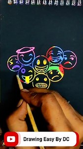 Smiley drawing easy | Emoji Drawing on Scratch Paper Easy | Simple Scratch Art Tutorial #shorts