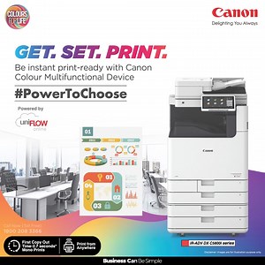 Don't wait, print instantly with Canon Colour Multifunctional Device. With a blazing-fast first copy out time of only 2.7 seconds* for monochrome prints and the flexibility to print from anywhere, empower your team with Canon today! Enquire Now: https://cloud.connect.canon.co.in/power-to-choose #EfficientPrinting #CanonBusinessSolutions #Uniflow #BusinessPrintingSolutions #BusinessCanBeSimple #CanonColourMFDs #PowerToChoose #SecurePrinting #DataSecurity #CanonBusinessSolutions #Uniflow #Business