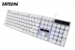 [Hot Item] 2025 New G21 USB Wired Keyboard Punk Keyboard Retro Round Key Mechanical Feel Backlit Round Keys USB Gaming Keyboard