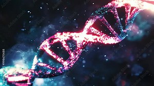 DNA Gene sequencing abstract design. Floating in space background, science, abstract, biology, biotechnology, molecular, health, genetic, chemistry, medicine, chromosome, structure, helix