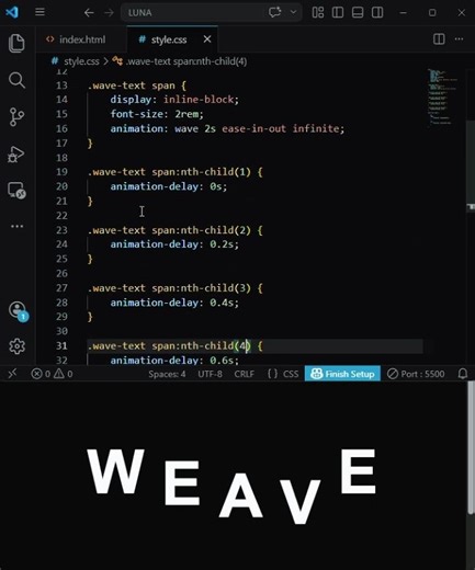 Wavy Text Animation Only CSS || #coding #webdesign #css