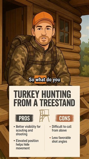 22K views · 225 reactions | 旅 Turkey Hunting from a Treestand — Pros & Cons It’s not the most common tactic, but some hunters swear by it. ✅ Better visibility and less movement detection. ❌ Harder to call naturally and tricky shot angles. Would you ever hunt turkeys from a treestand?  #TurkeyHunting #SpringGobblers #HuntingDebate #Bowhunting #Outdoors #fblifestyle | Hunter's Wholesale | Facebook
