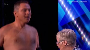 David Walliams whips open his shirt as he joins dancing granny