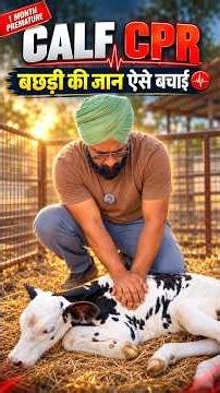 Calf CPR? बछड़ी की जान ऐसे बचाई।1 month premature delivery। Management of calf after delivery