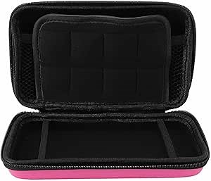 ASHATA Carrying Case for 3DS for New 3DS XL for New 2DS XL, Hard Protective Shell Travel Case for Super NES Edition for New 2DS XL with 8 Game Slot Inner Pocket (Pink)