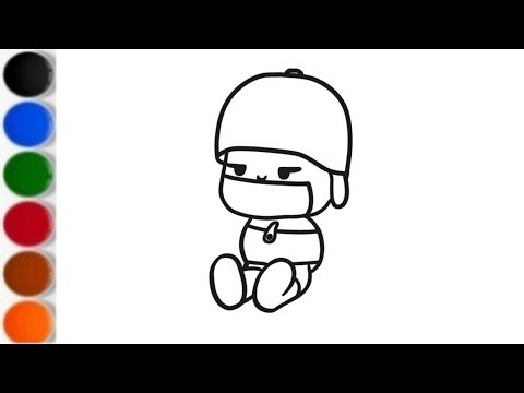 How to draw pocoyo❤️💙🌈| step-by-step pocoyodrawing| kidsart|Drawing forkids|pocoyo colouring