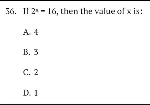 MBT CSAT on Instagram: "𝐌𝐀𝐓𝐇𝐒 𝐏𝐑𝐀𝐂𝐓𝐈𝐂𝐄 𝐐𝐔𝐄𝐒𝐓𝐈𝐎𝐍 If 2^x = 16, then the value of x is: #𝐔𝐏𝐒𝐂 #𝐔𝐏𝐒𝐂𝐏𝐫𝐞𝐥𝐢𝐦𝐬𝟐𝟎𝟐𝟔 #𝐂𝐀𝐏𝐅 #𝐍𝐃𝐀 #𝐂𝐒𝐀𝐓"