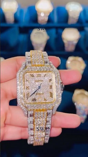 Cartier Full Iced-Out Watch | VVS Moissanite Diamond Custom Timepiece by Swan Diamond | Luxury Watch