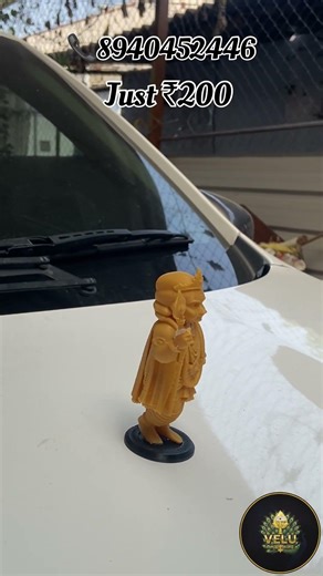 #lordmurugan 3D Printed Mini Idol – Golden Finish Hindu God Statue for Car Dashboard & Home Décor