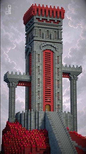 Gothic Fantasy Watchtower — Minecraft Tuff & Cinnabar Build on a Crimson Peak