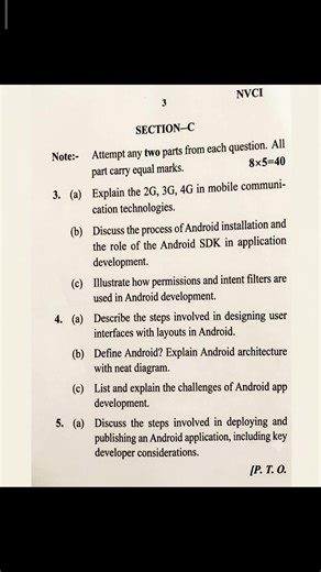 Mobile Application development question paper #bca #mca #importantquestion #questionpaper #coding