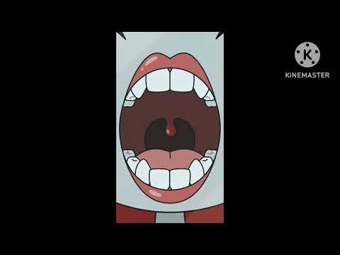 Female droidlina, zoom mouth, uvula, kisses screen,