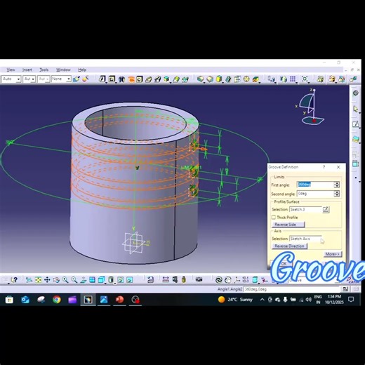 CATIA V5 Groove Command | Shaft Groove in Seconds 🔥| #shortsvideo#cad #3ddesignsoftware #cadsoftware