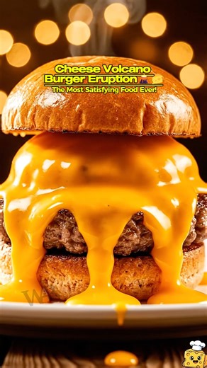 Cheese Volcano Burger 🌋🧀 | The Ultimate Melted Cheese Explosion! #shorts #asmrfood