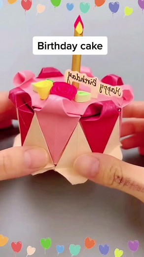 Easy DIY Paper Origami Birthday Cake Tutorial