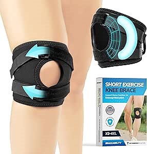 BraceAbility Plus Size Patellar Tracking Short Knee Brace - XXXL Walking Exercise Support Sleeve Stabilizer for Post Kneecap Dislocation, Tendonitis, Meniscus, Patellofemoral Pain, Arthritis (3XL)