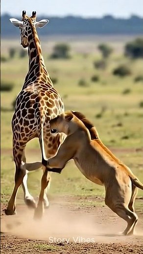 Entire Lion Pride Attacks Giraffe Together | Intense Wildlife Hunt in African Jungle #giraffe #lion