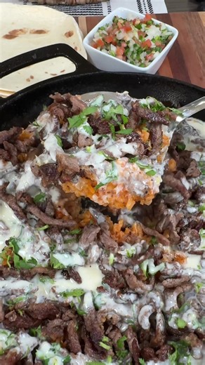 Easy Steak, Cheese, and Rice Skillet Dinner