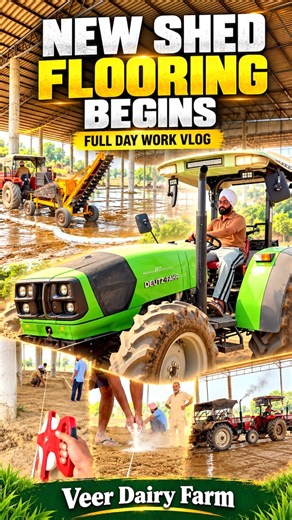 नए शेड में फर्श का काम शुरू, पहले ही दिन फँस गई ट्रॉली! 🚜। Making new shed for dairy farm-vlog