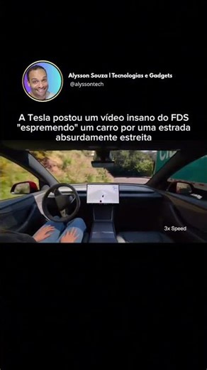 A Tesla postou um vídeo insano do FDS "espremendo" um carro por uma estrada absurdamente estreita