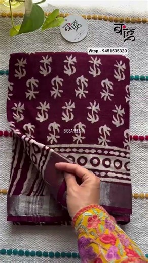 ‪@Bigsarees‬ Hand block printed Saree’s in linen cotton. All with printed blouse. comment "Link"👇🏻